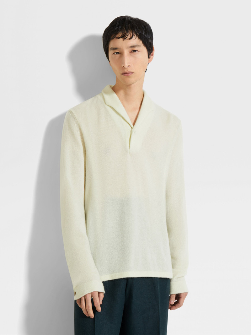 LIGHT YELLOW WOOL BLEND POLO SHIRT 3