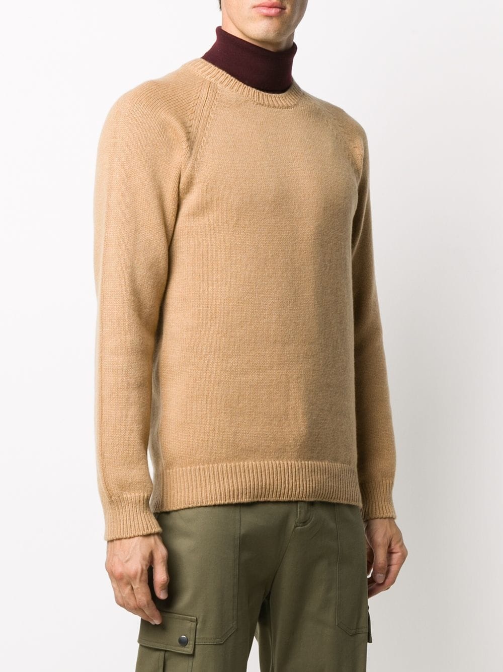 ribbed edge crew neck jumper - 3