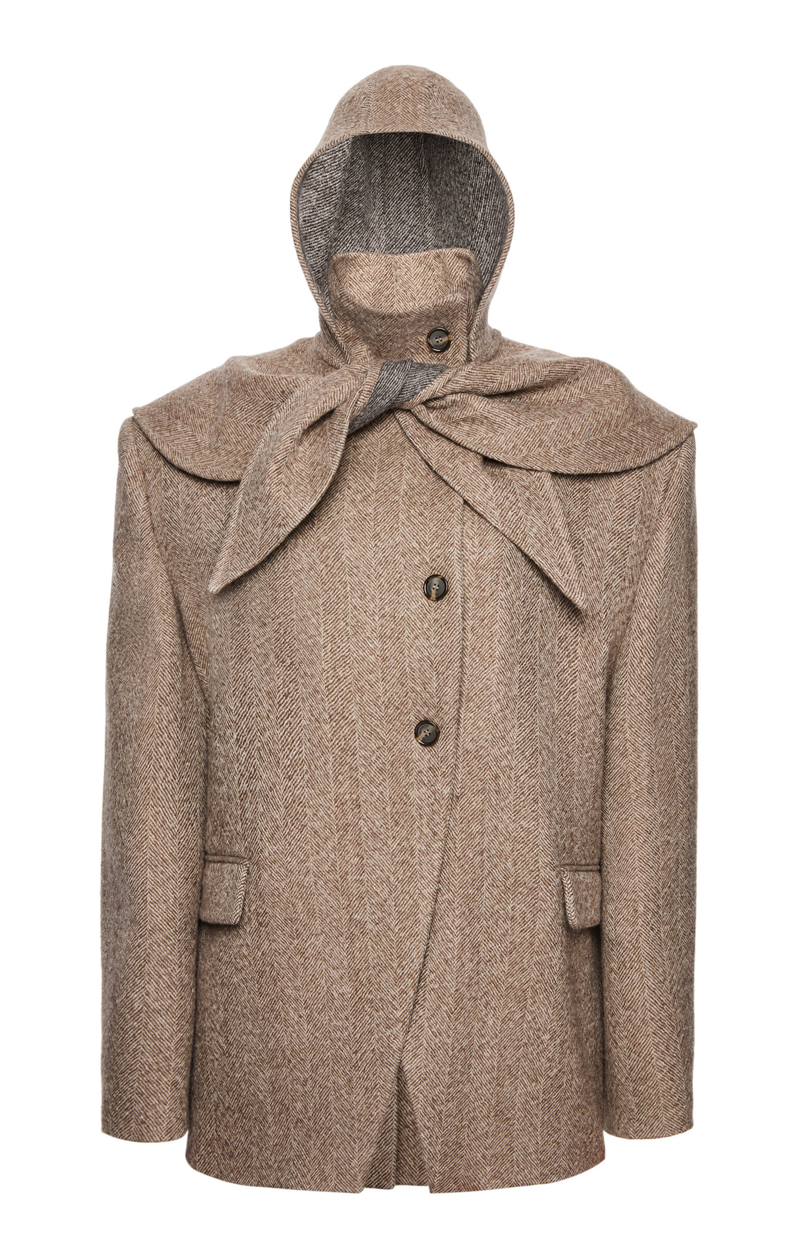 Hooded Wool Coat nude - 1