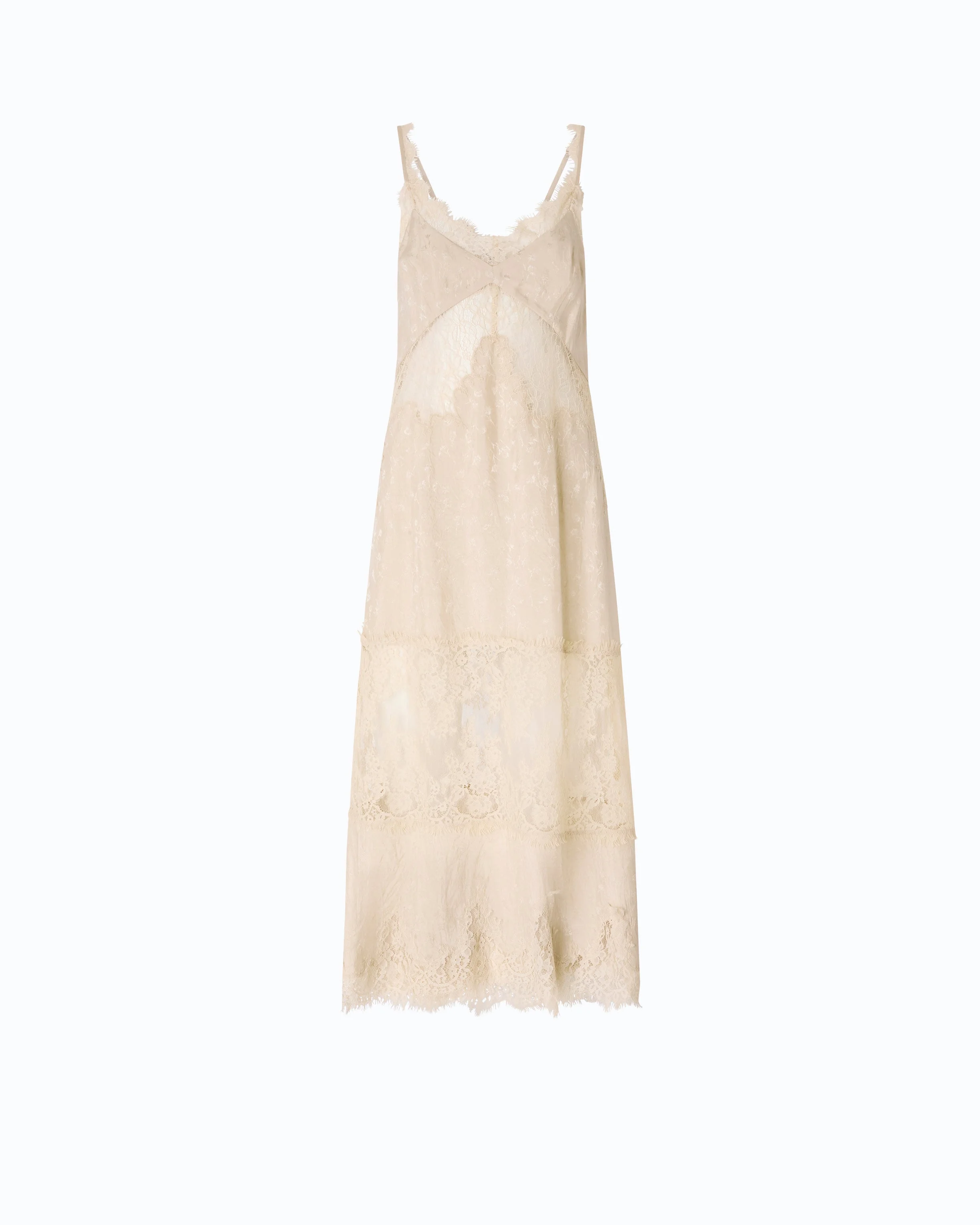MIDI SLIP DRESS WITH LACE BANDS - 1