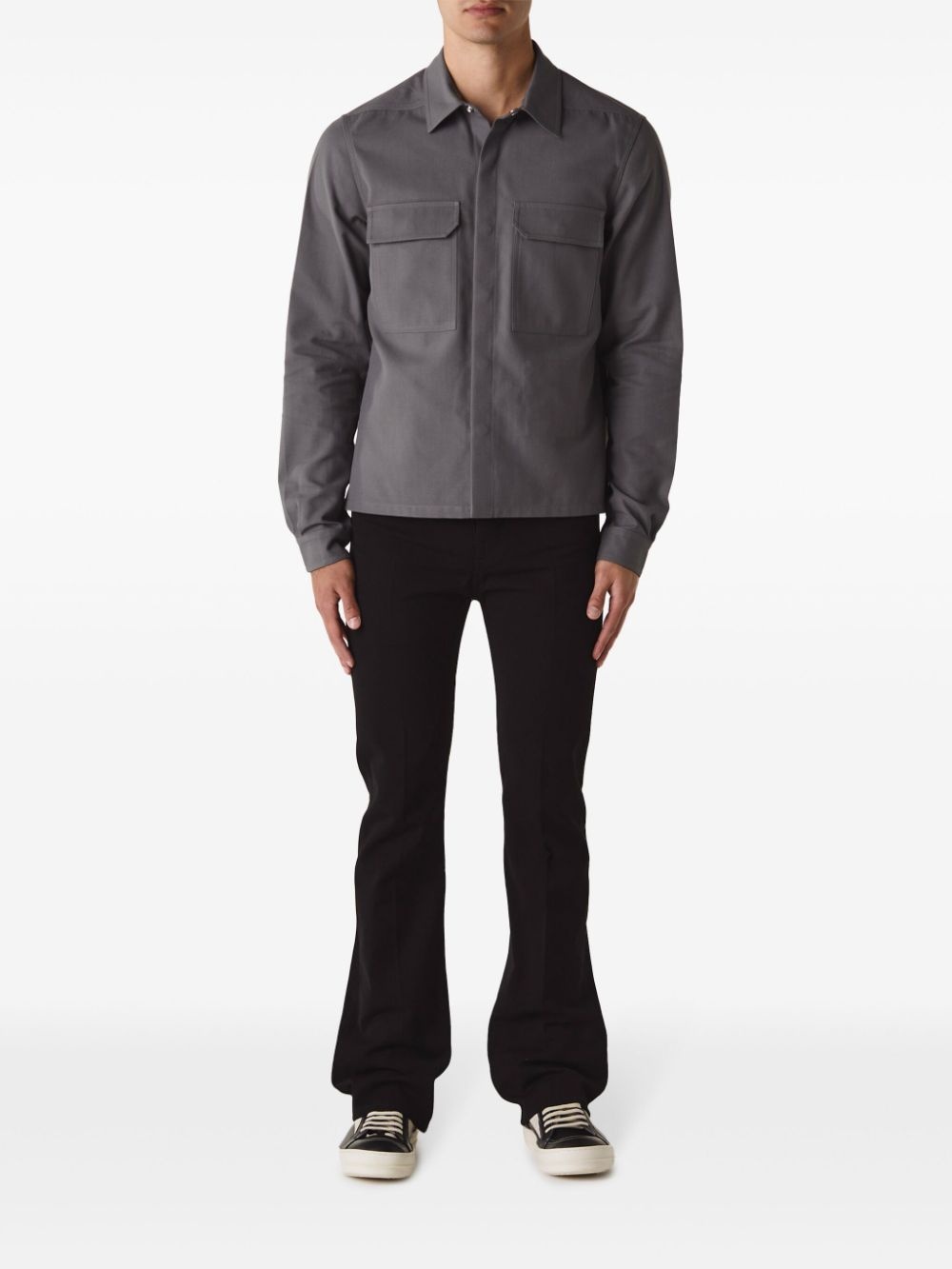 classic-collar twill shirt - 2