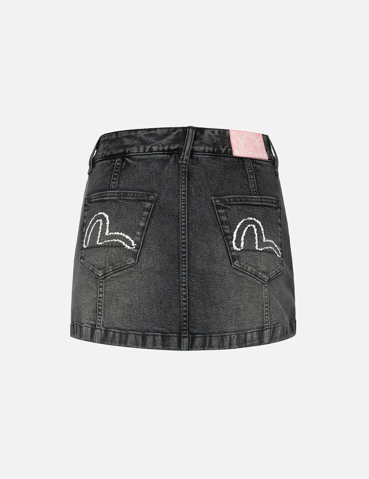 SEAGULL EMBROIDERY WASHED FASHION FIT DENIM SKORT - 1