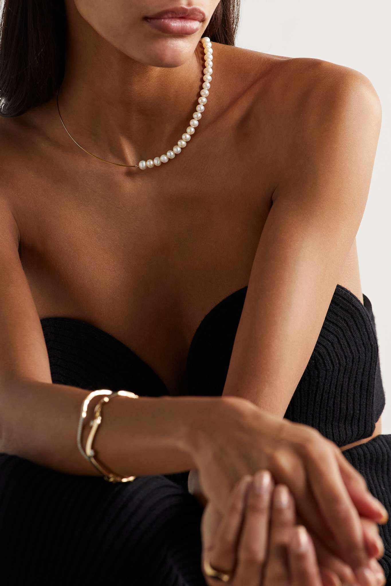 14-karat gold pearl choker - 5