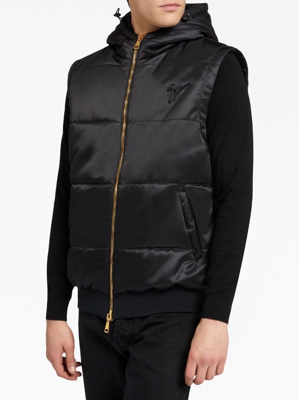logo-embroidered padded vest - 3