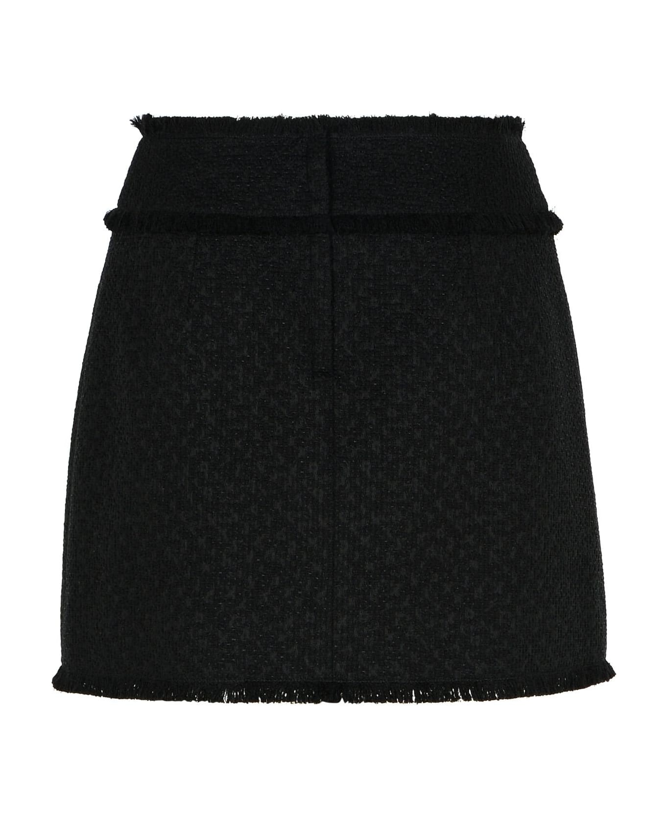 Black Wool Blend Miniskirt - 3