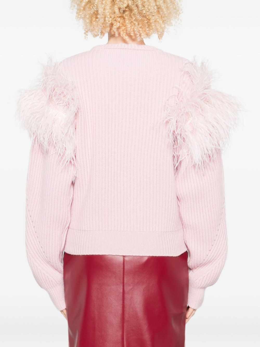 feather-detail ribbed sweater - 4