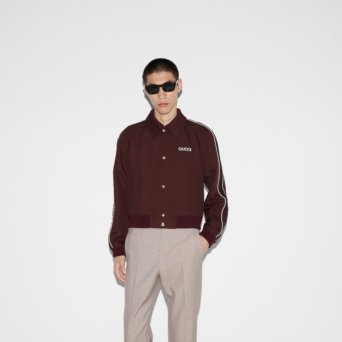 Wool jacket with logo patch - 3