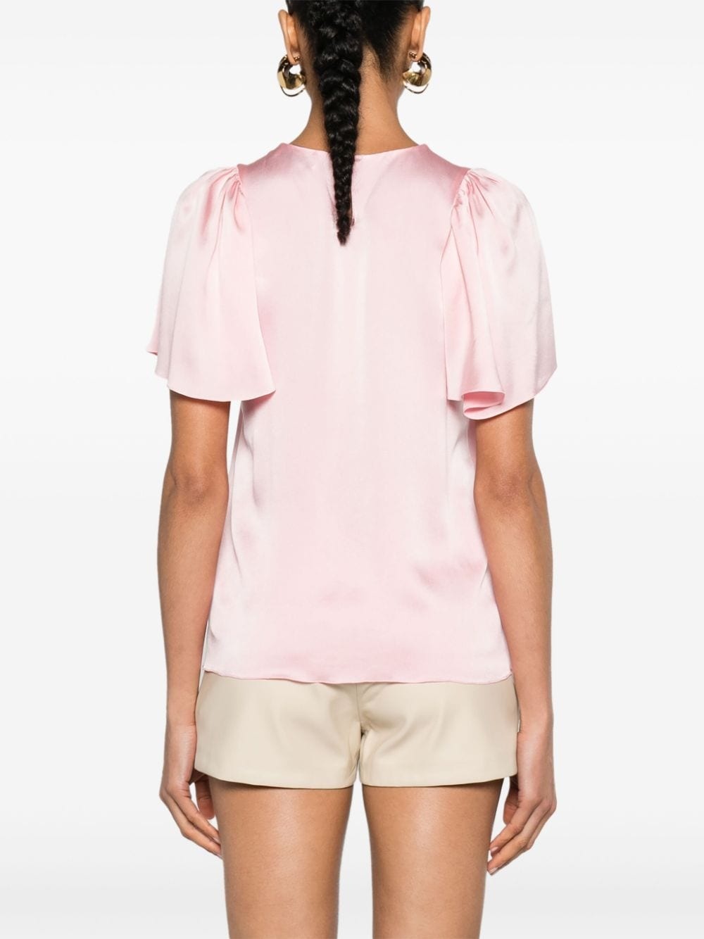 flutter-sleeve silk blouse - 4