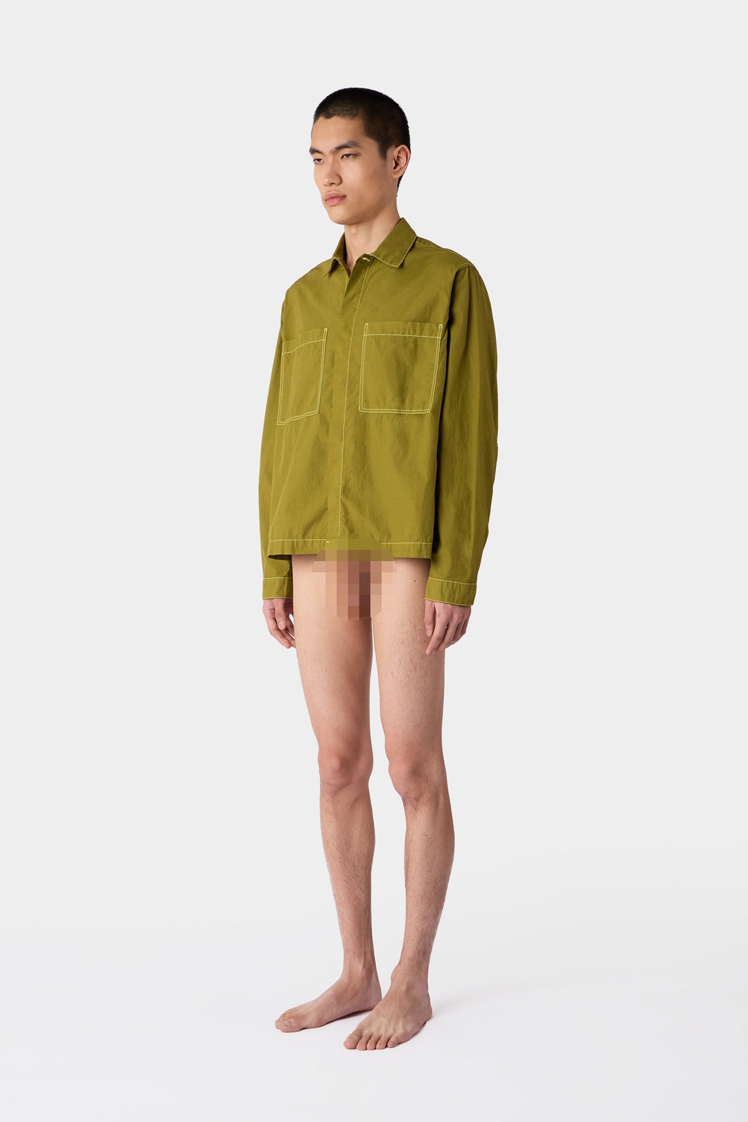 POCKET REGULAR SHIRT / olive green - 6