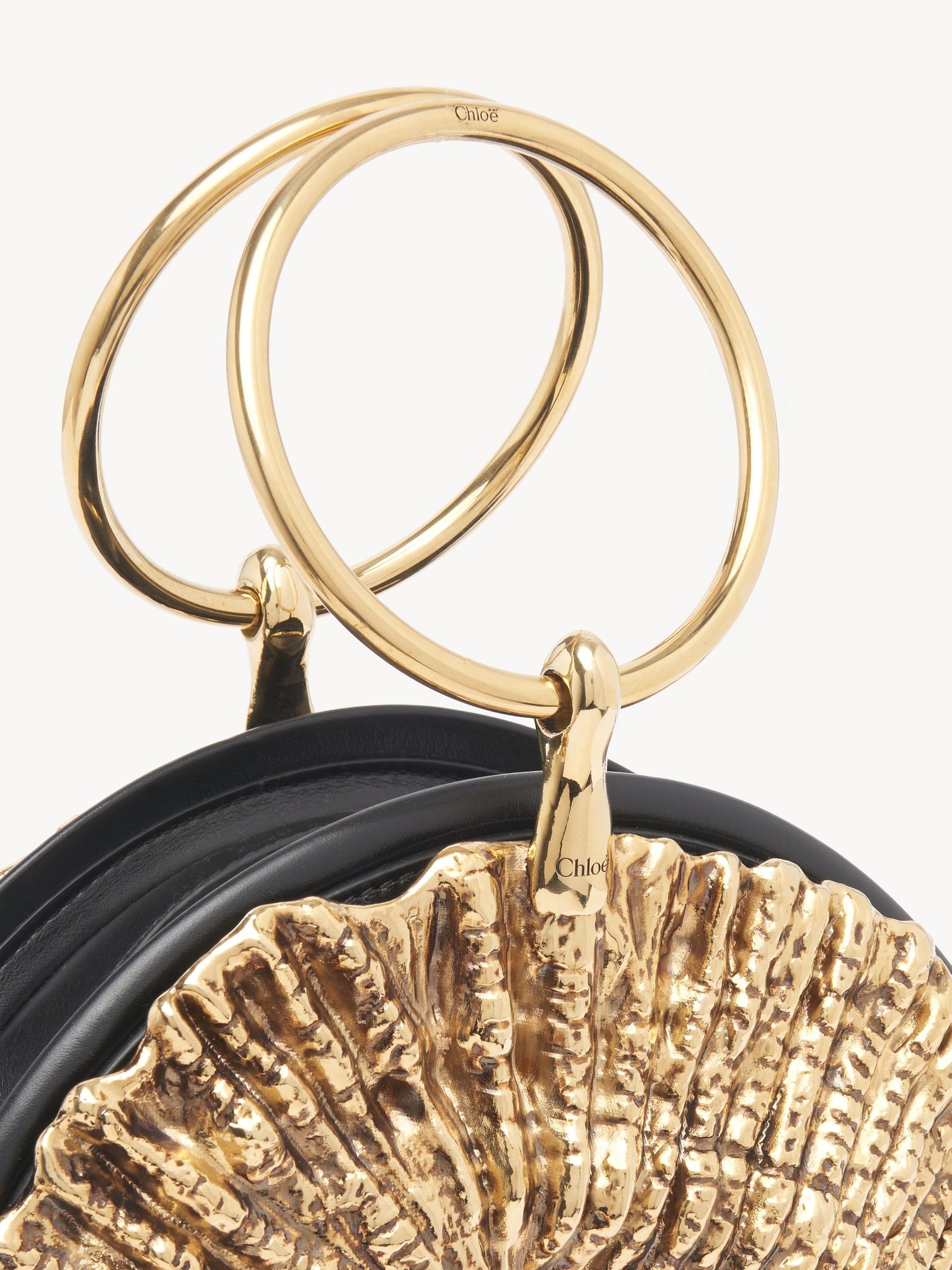 SEA TREASURES SHELL ZIPPED CLUTCH IN SOFT LEATHER & METAL - 6