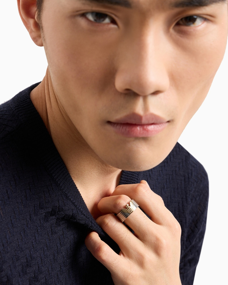 EMPORIO ARMANI TWO-TONE STAINLESS STEEL BAND RING outlook