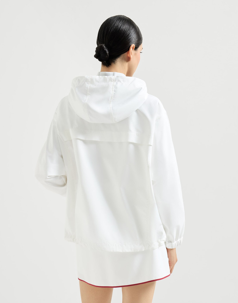 Nylon hooded outerwear jacket with logo 3