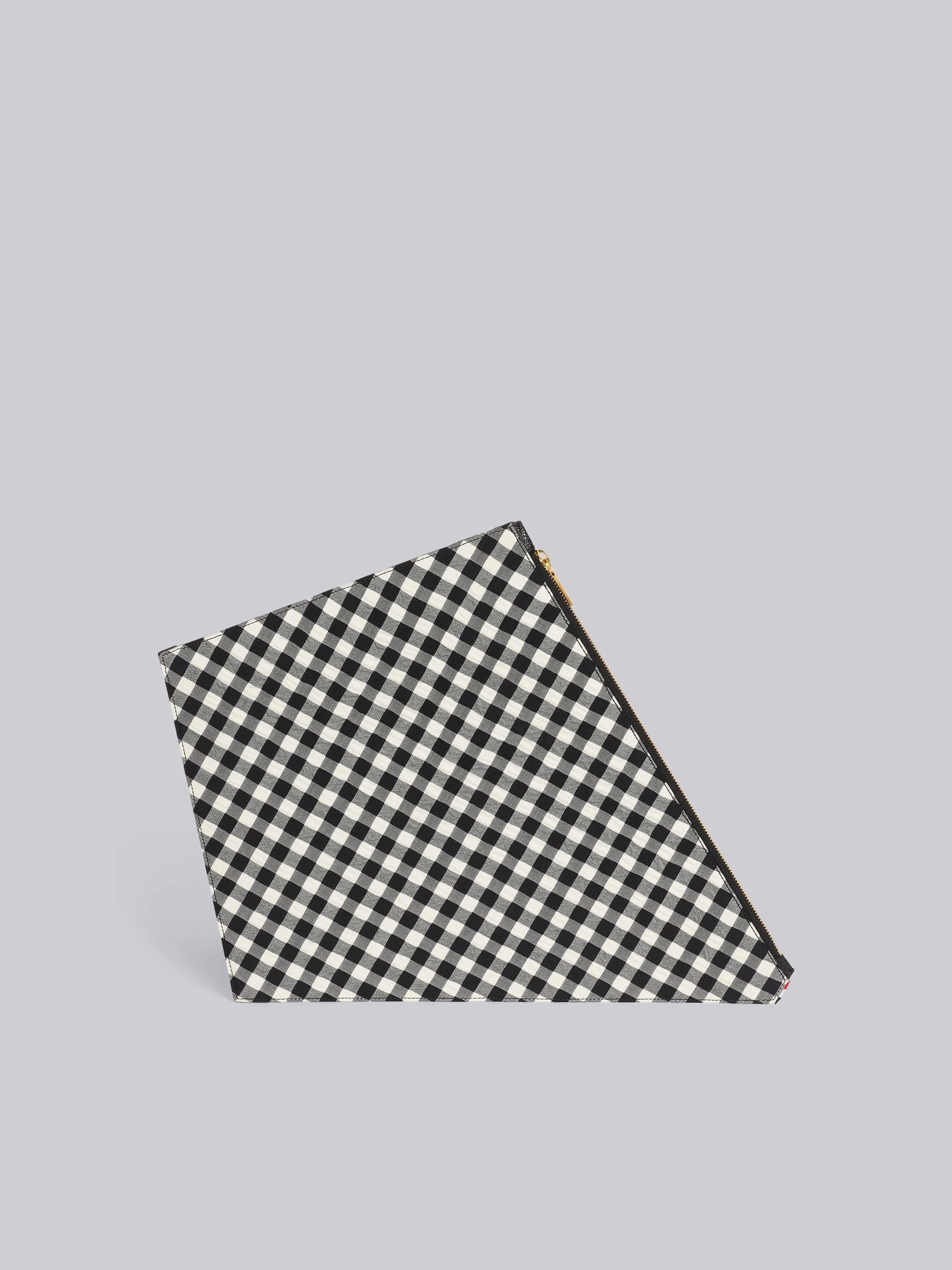 Black and White Gingham and Seersucker Wool Suiting Kite Bag - 3