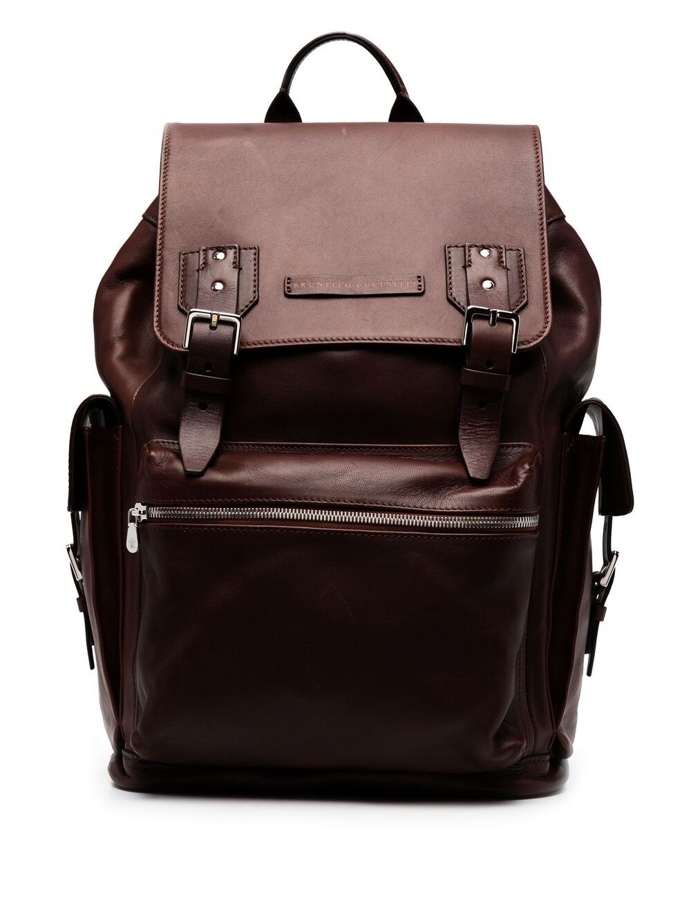 buckle-fastened leather backpack - 1