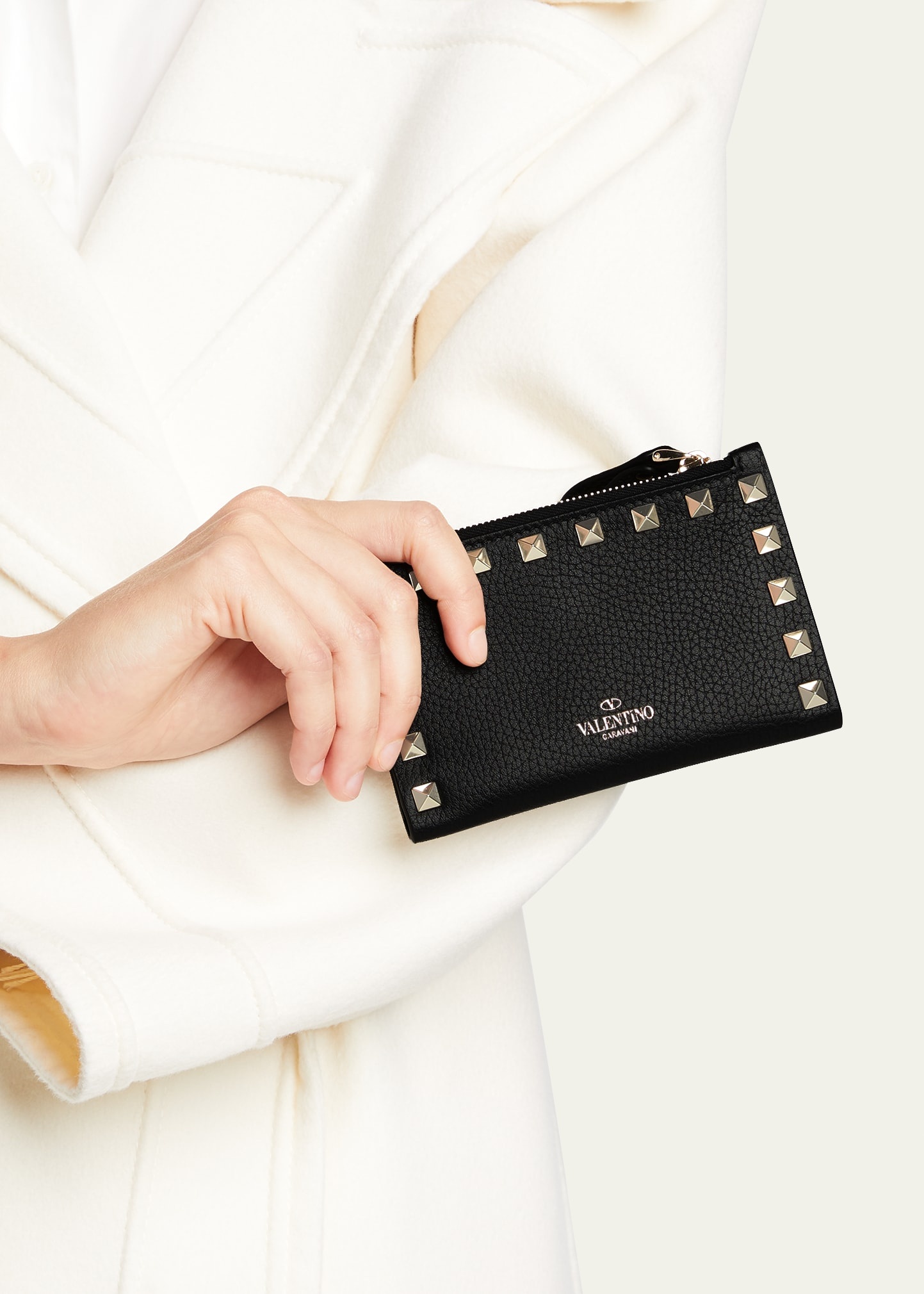 Rockstud Leather Zip Coin Purse/Card Holder - 2