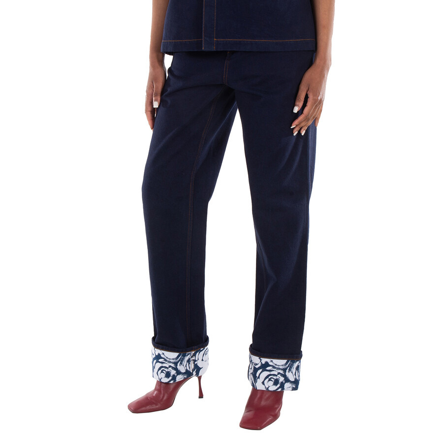 Burberry Contrast Cuff Boyfriend Denim Trousers - 2
