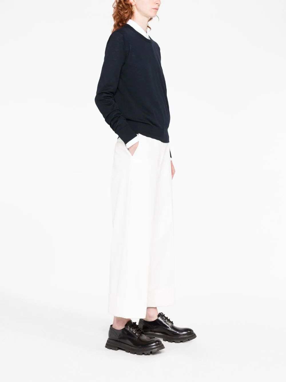 Thom Browne Women High Waisted Straight Leg Trouser In Organic Cotton Canvas - 6