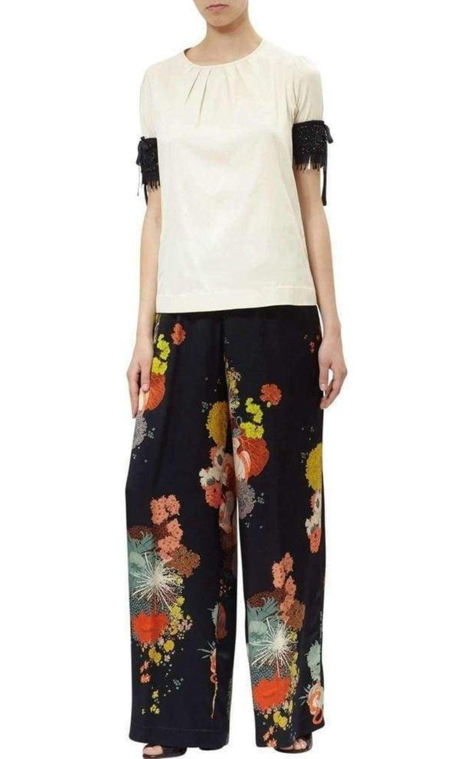 Embellished Sleeve Cotton Blend Top - 2