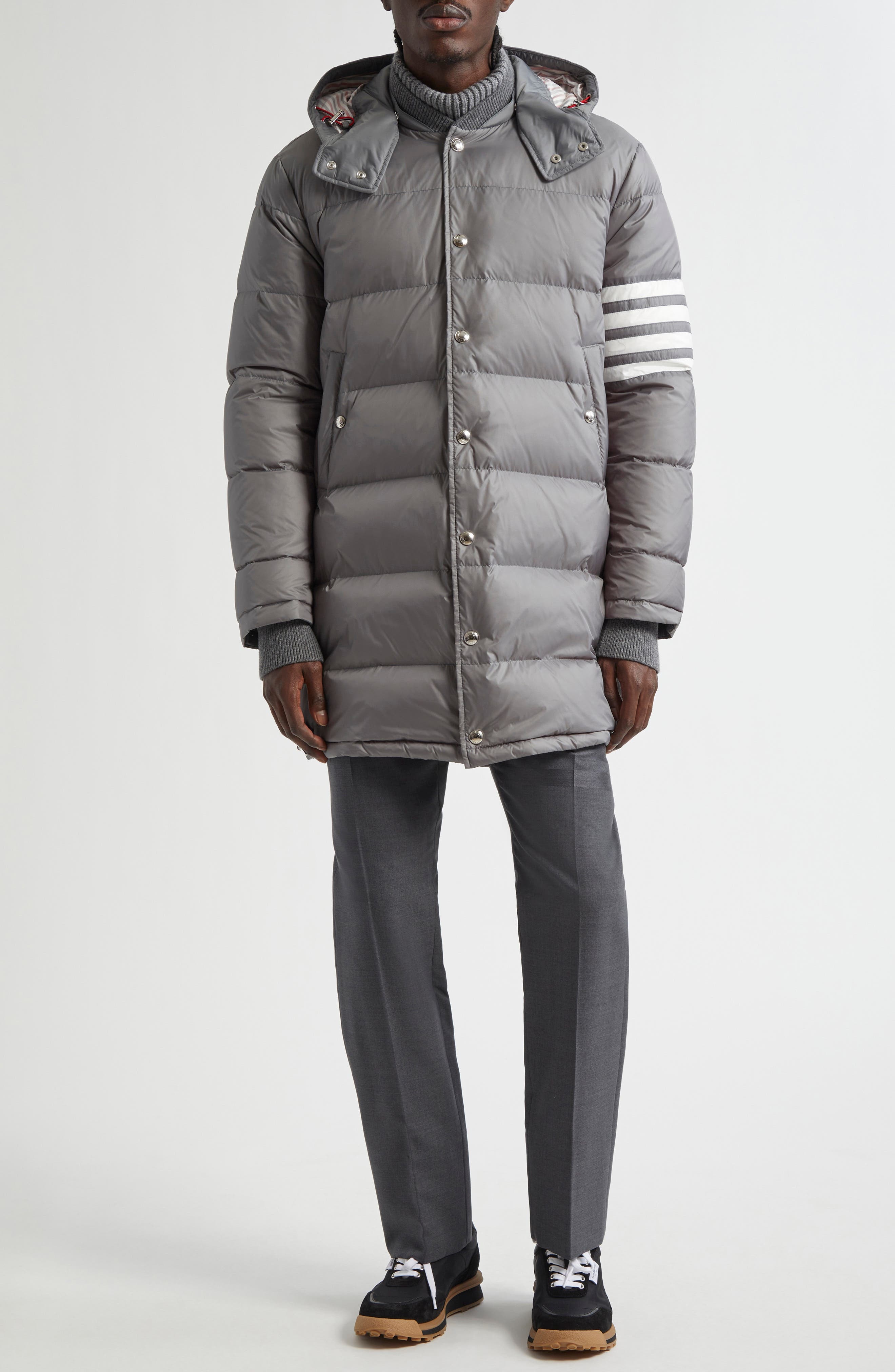 Thom Browne 4-Bar Down Hooded Coat in Medium Grey at Nordstrom - 2