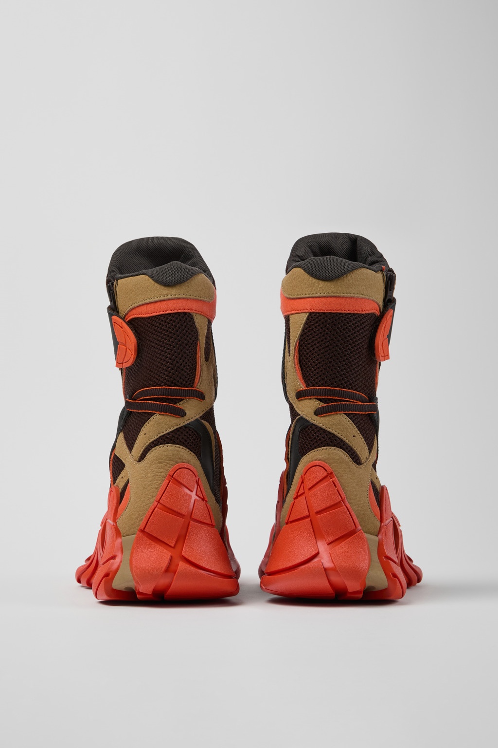 Orange and Brown Textile Boots - 3