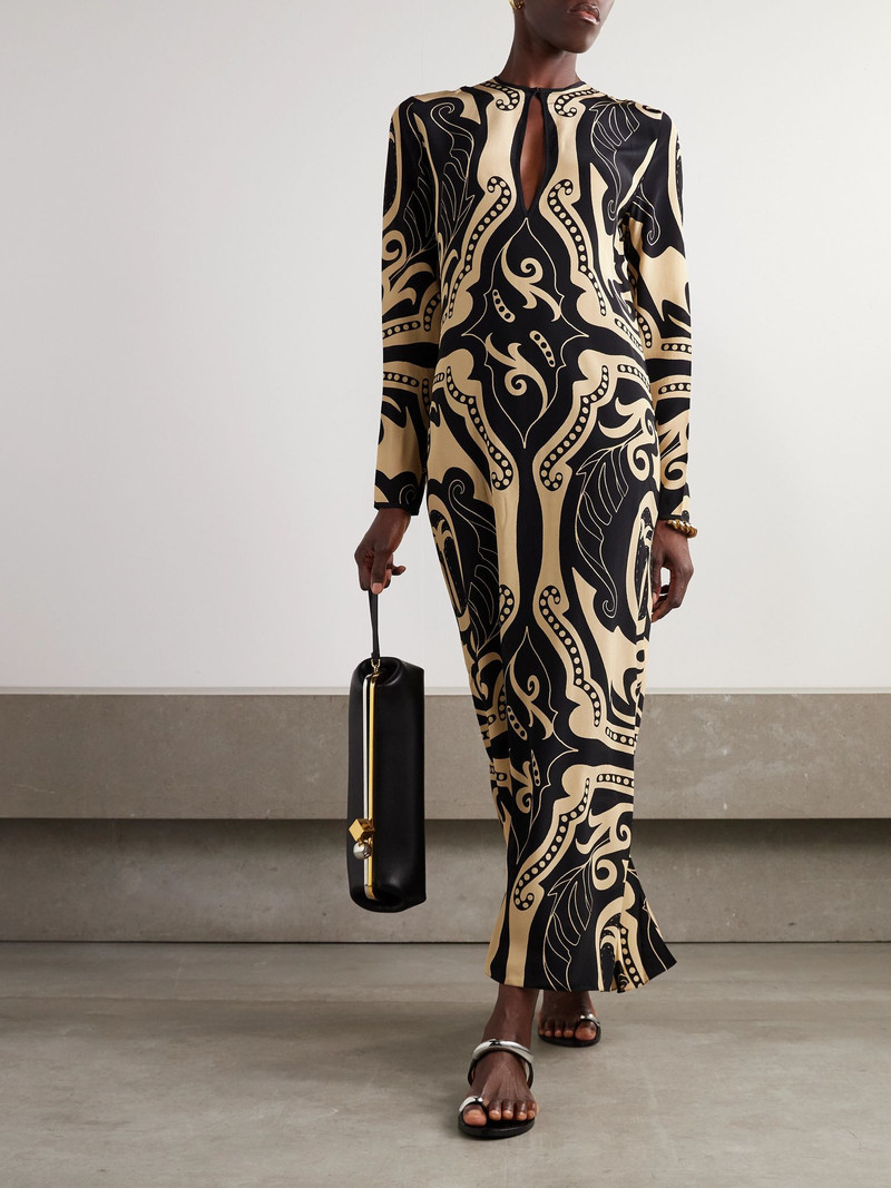 Johanna Ortiz Libertad printed silk-crepe midi dress Black outlook