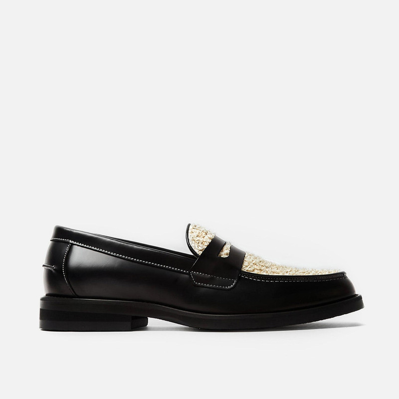 Wilde Black + White Habana Penny Loafer - Men's 3