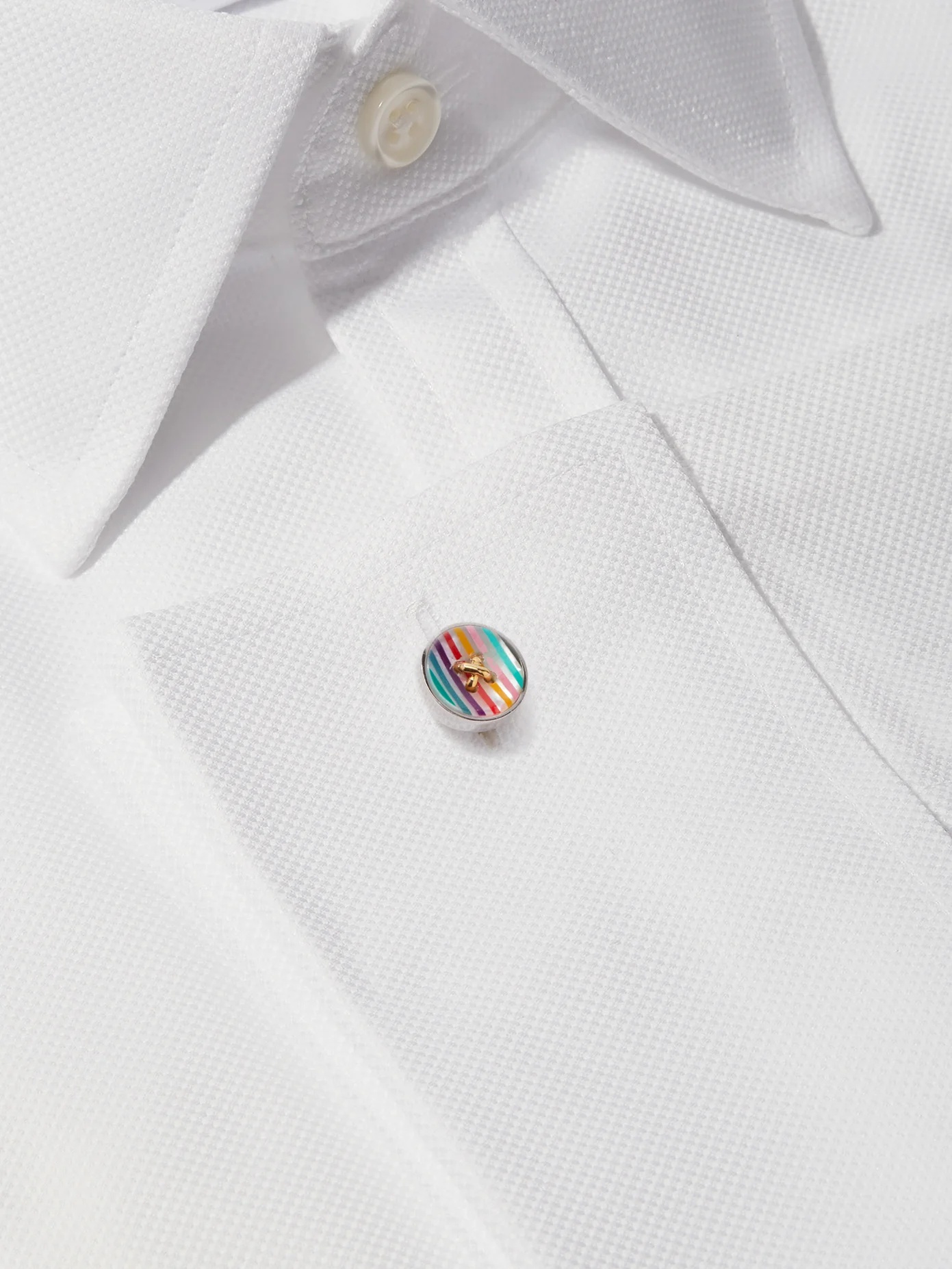 Button metal and resin-striped cufflinks - 2