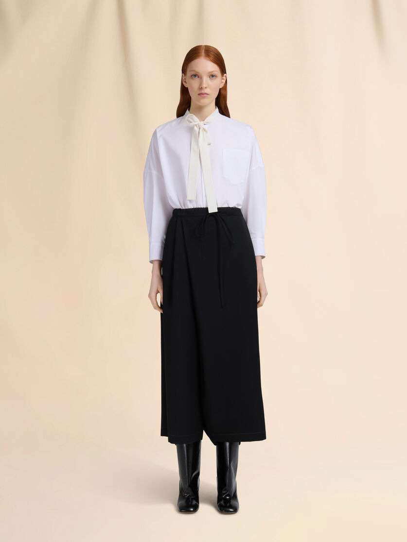 BLACK BATAVIA WOOL LOW-CROTCH TROUSERS - 2