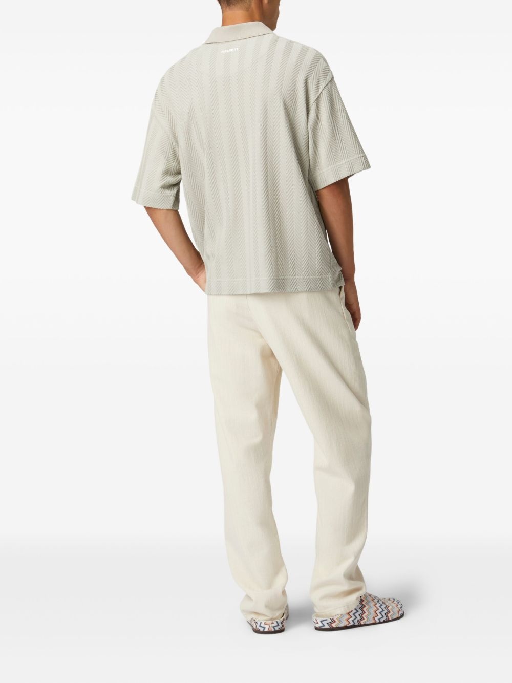 zigzag-woven polo shirt - 3