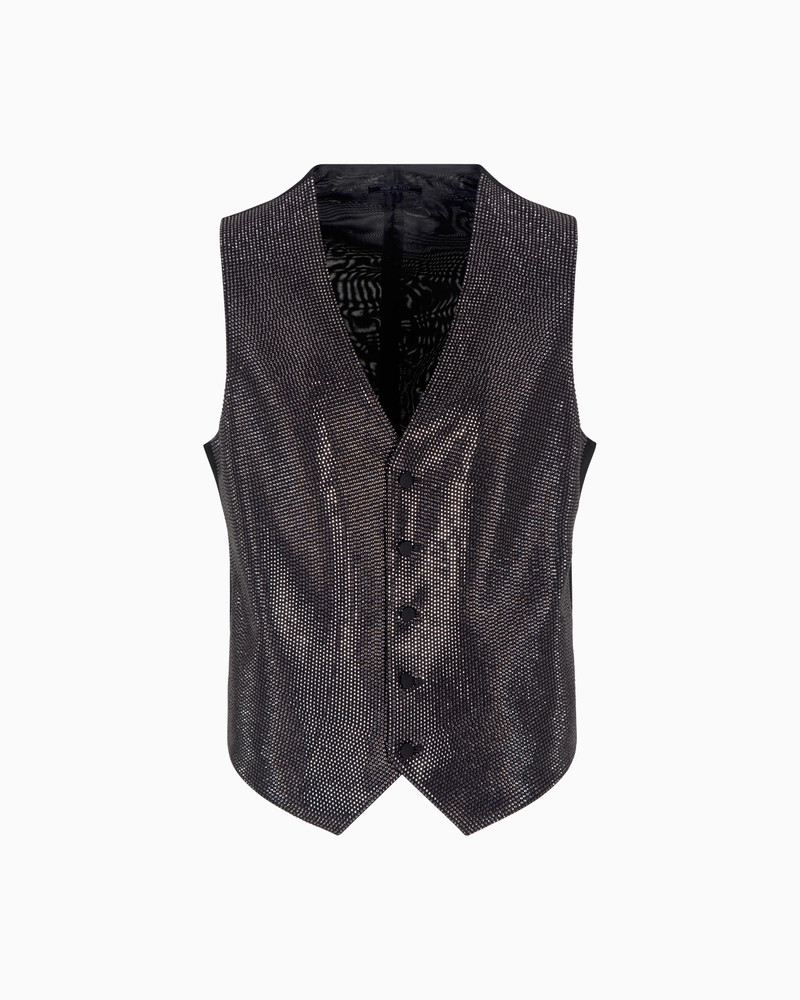 모든 RHINESTONES를 가진 VISCOSE BLEND에 있는 단식된 WAISTCOAT 1