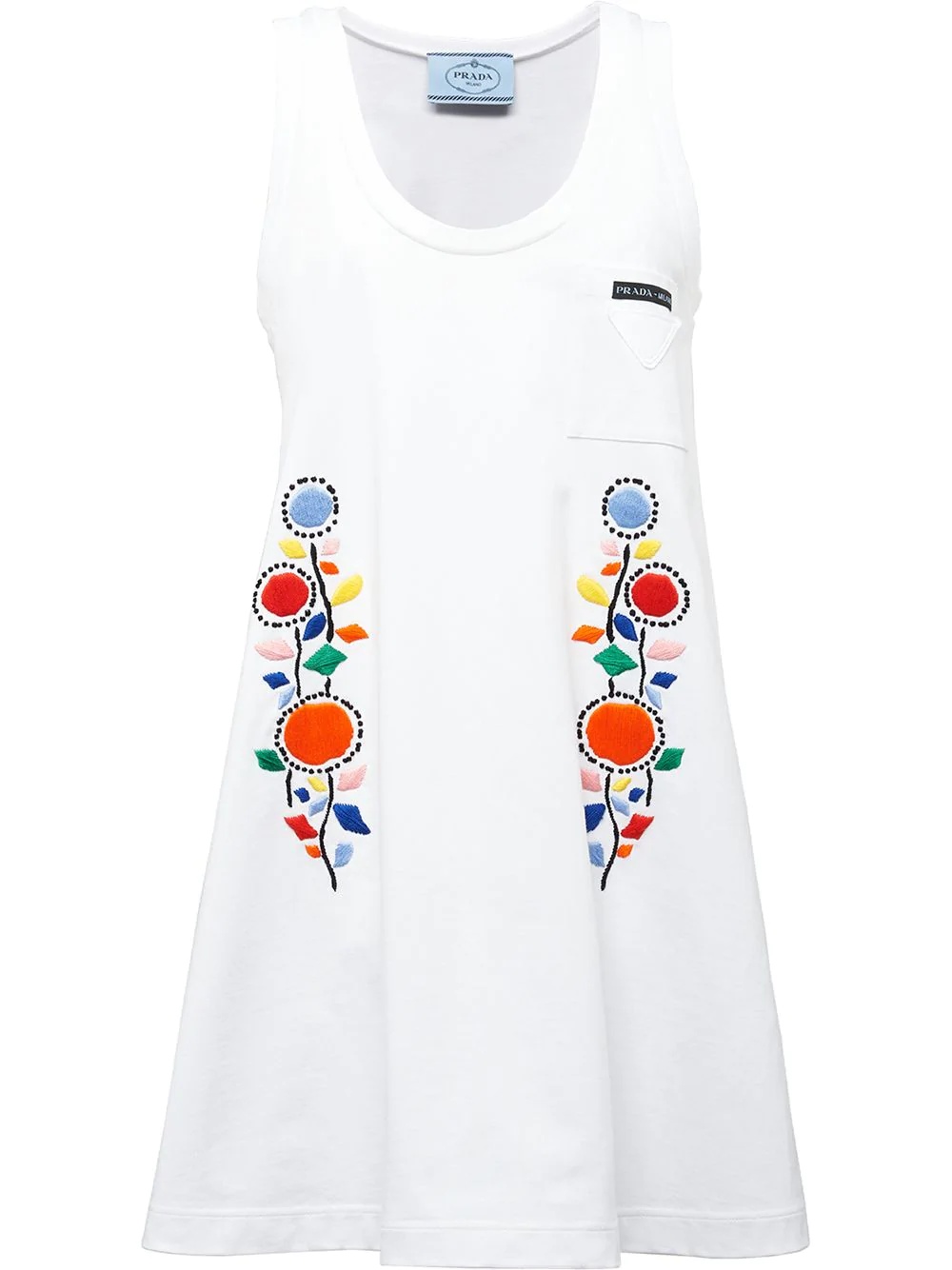 floral-embroidered mid-length dress - 1