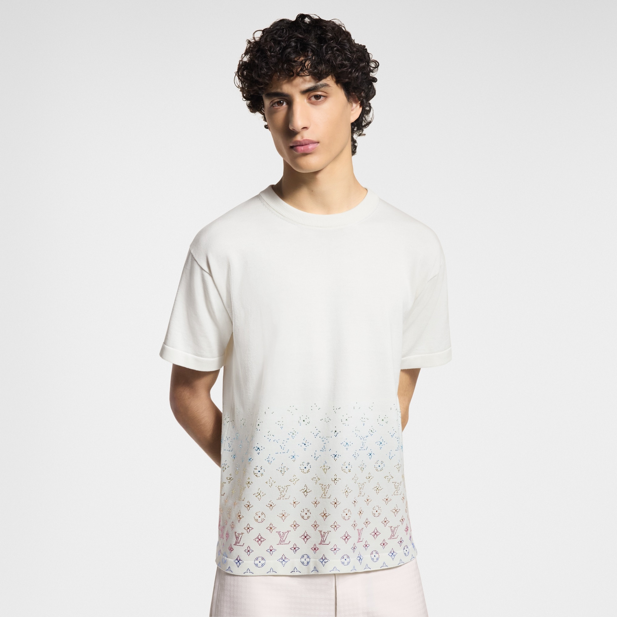 Monogram Gradient Embellished Short-Sleeved Crewneck - 2