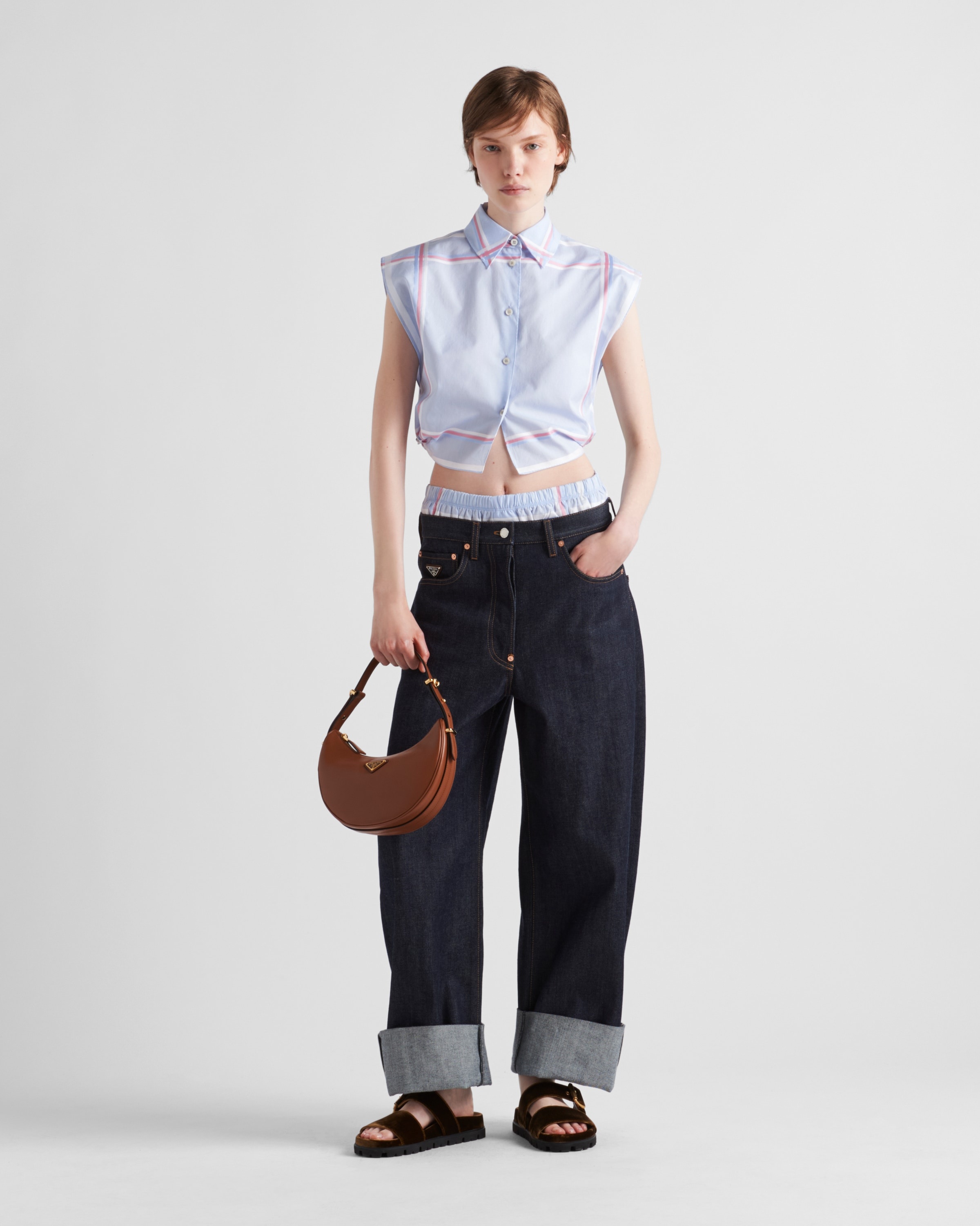 Checked cropped cotton shirt - 2