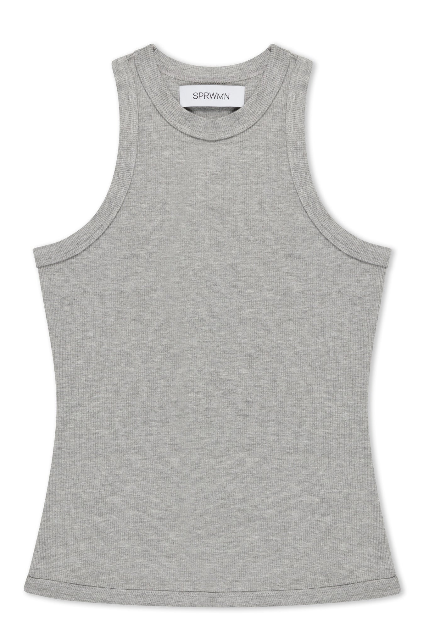 HEATHER GREY RIB HIGH NECK TANK - 6