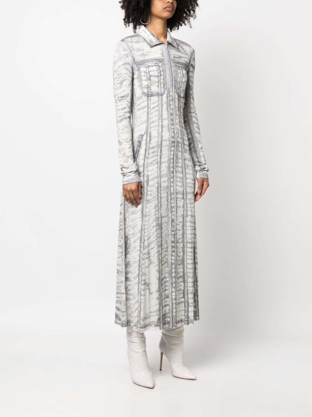 printed long-sleeve dress - 3