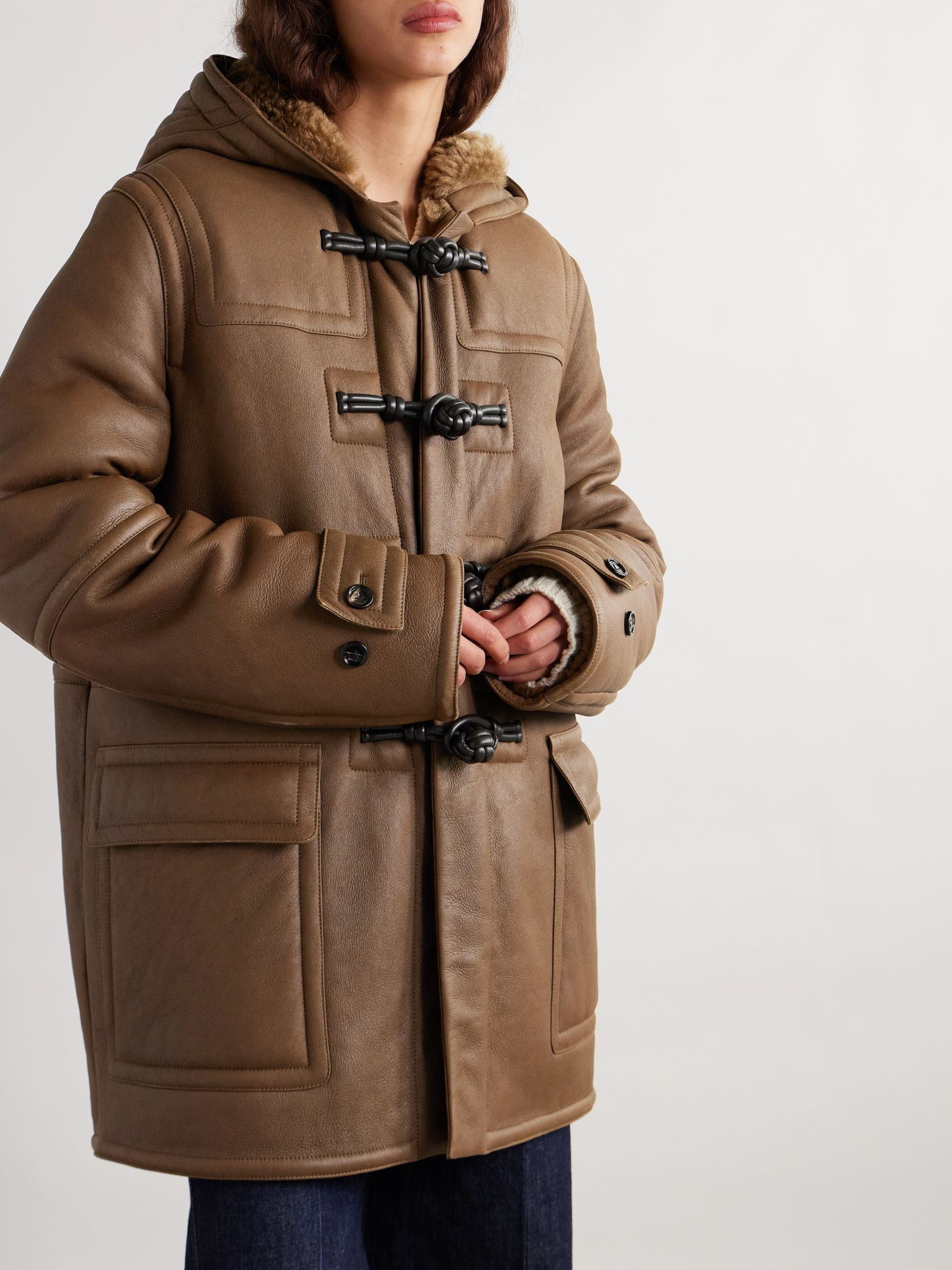 Auckland hooded shearling jacket Brown - 3