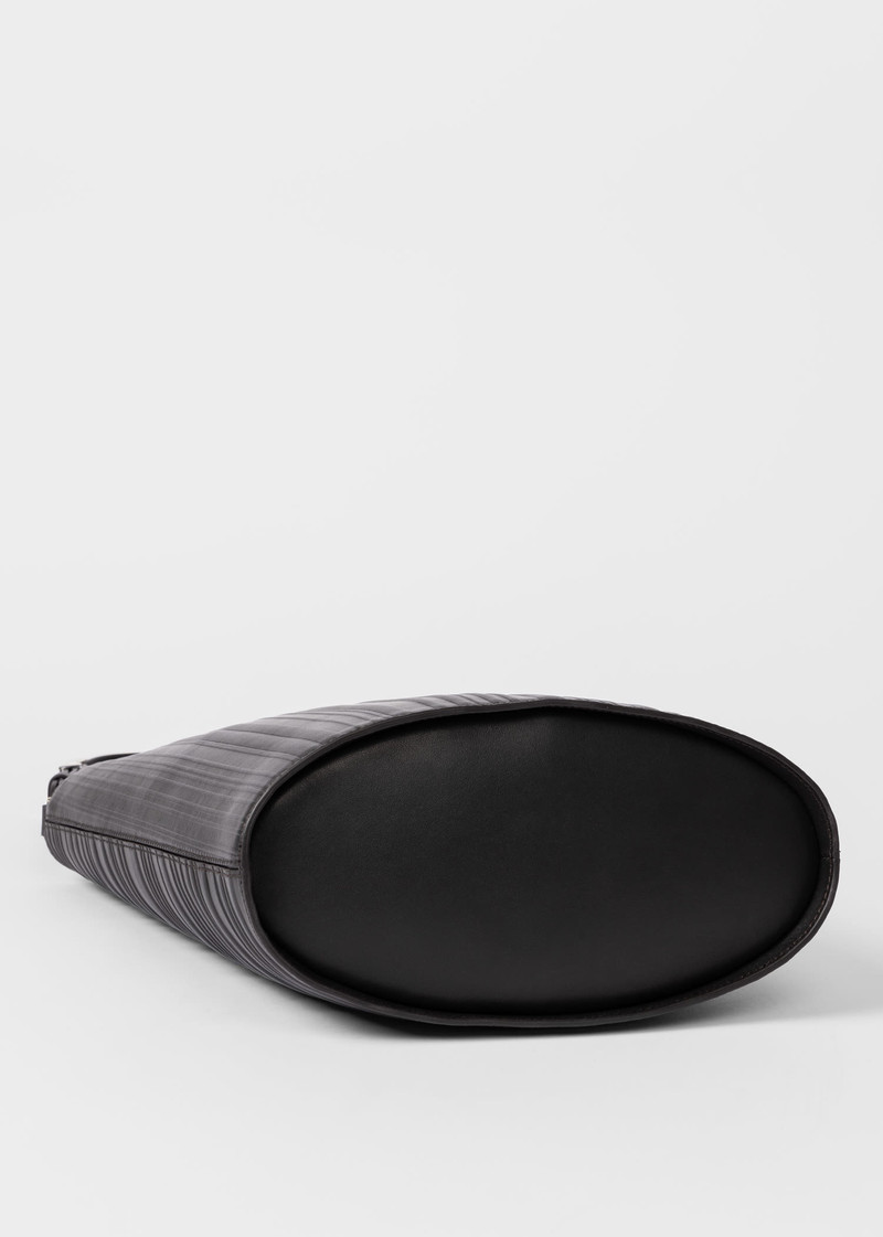 Dark Brown 'Shadow Stripe' Leather Bucket Bag 7