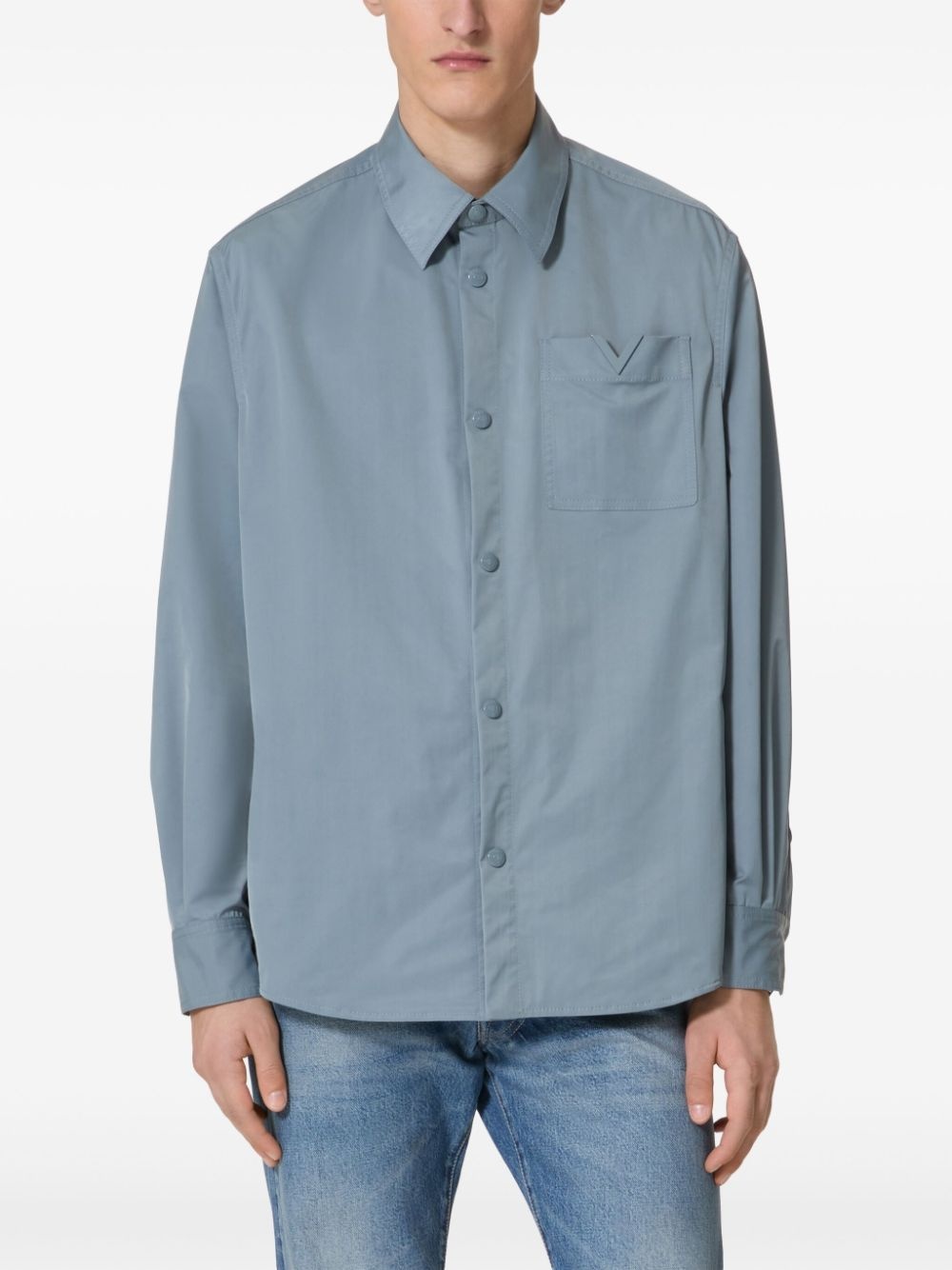 V Detail shirt jacket - 3