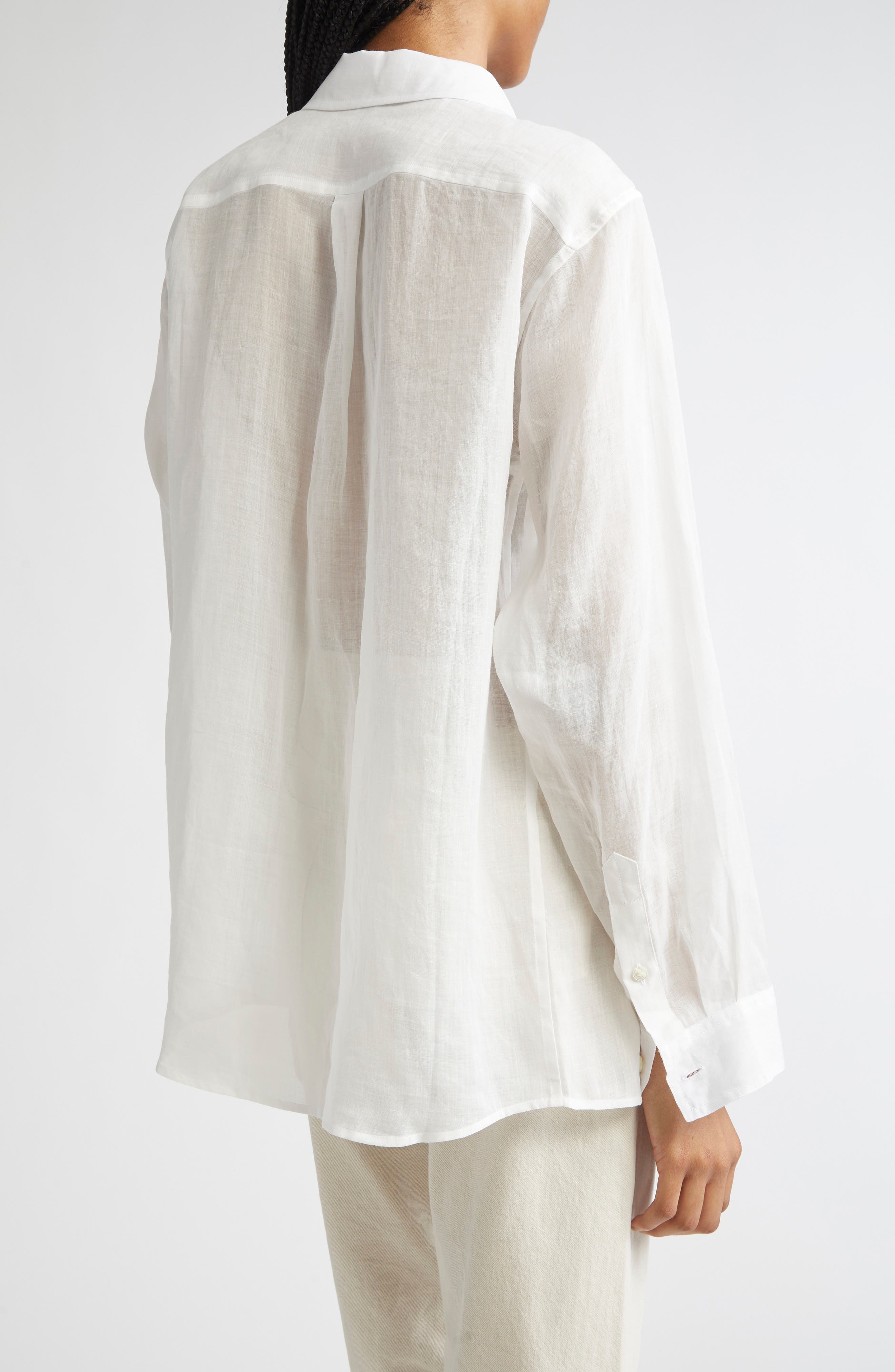 TOTEME Double Collar Button-Up Shirt in White at Nordstrom - 3