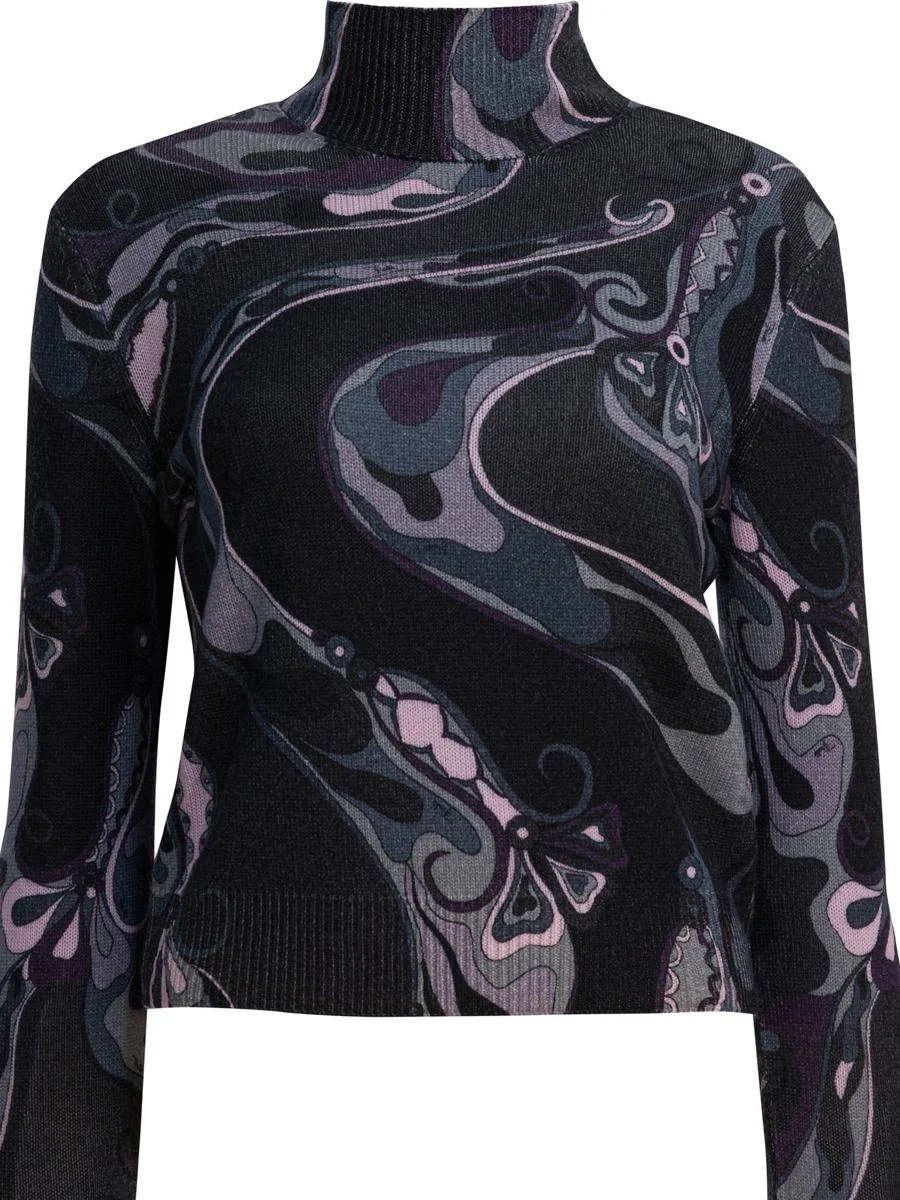 Pucci Wool Turtleneck Sweater With Print - 1