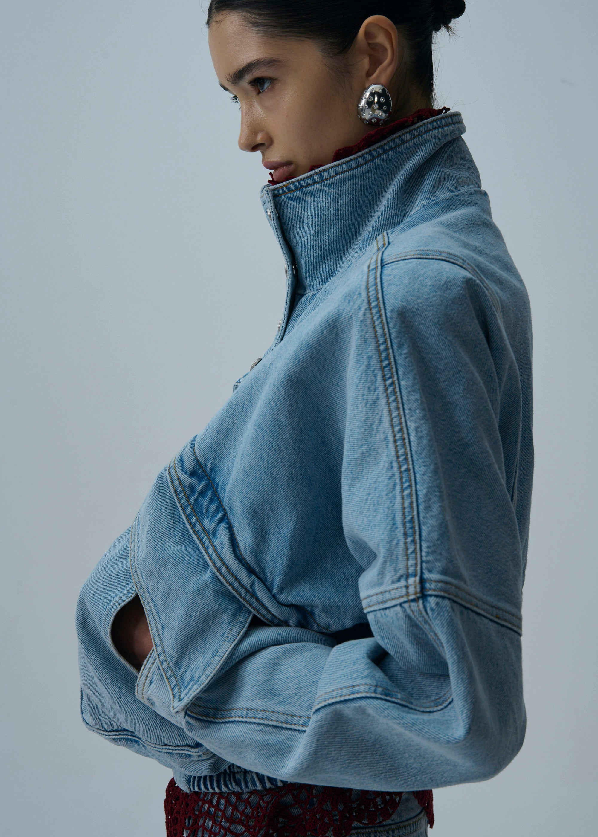 Vintage bomber jacket in washed denim - 2