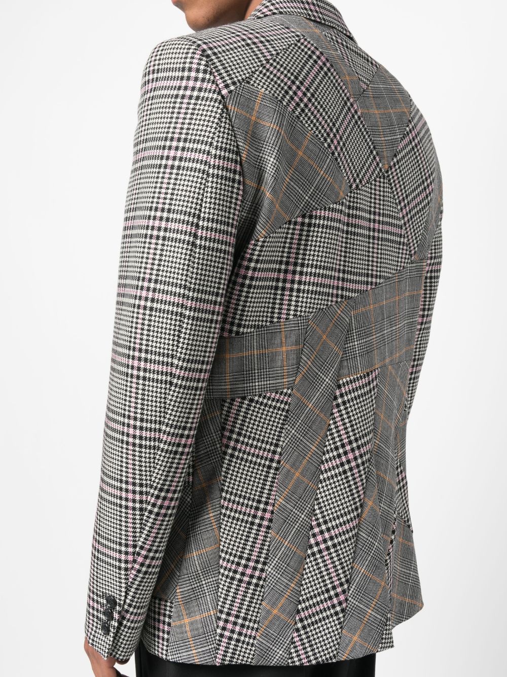 patchwork detailing checked blazer - 5