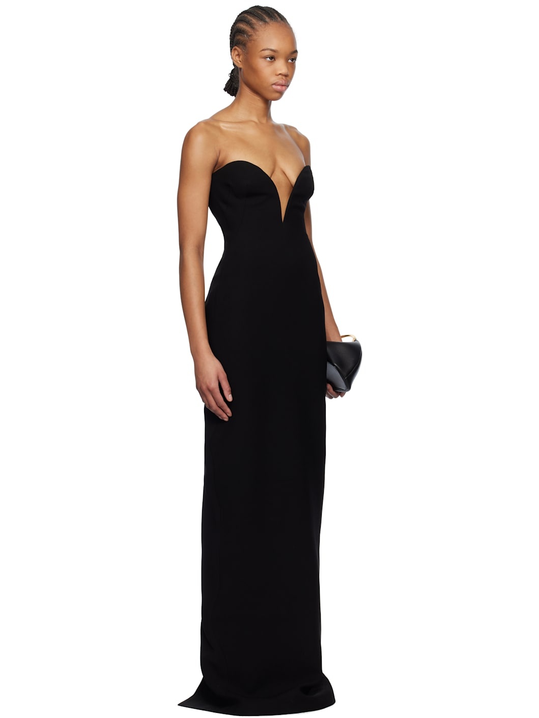 Black Bustier Crêpe Maxi Dress - 2