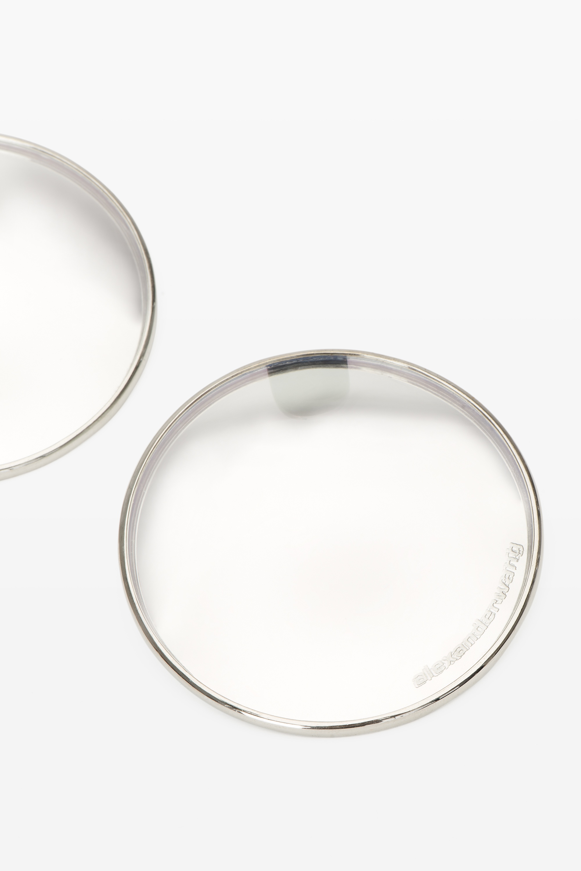 CHROME LENS EARRING IN METAL - 2