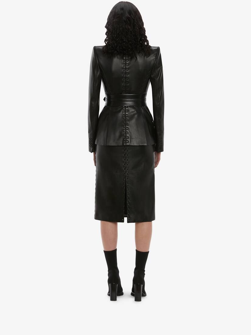 Couture Stitch Leather Jacket in Black - 4