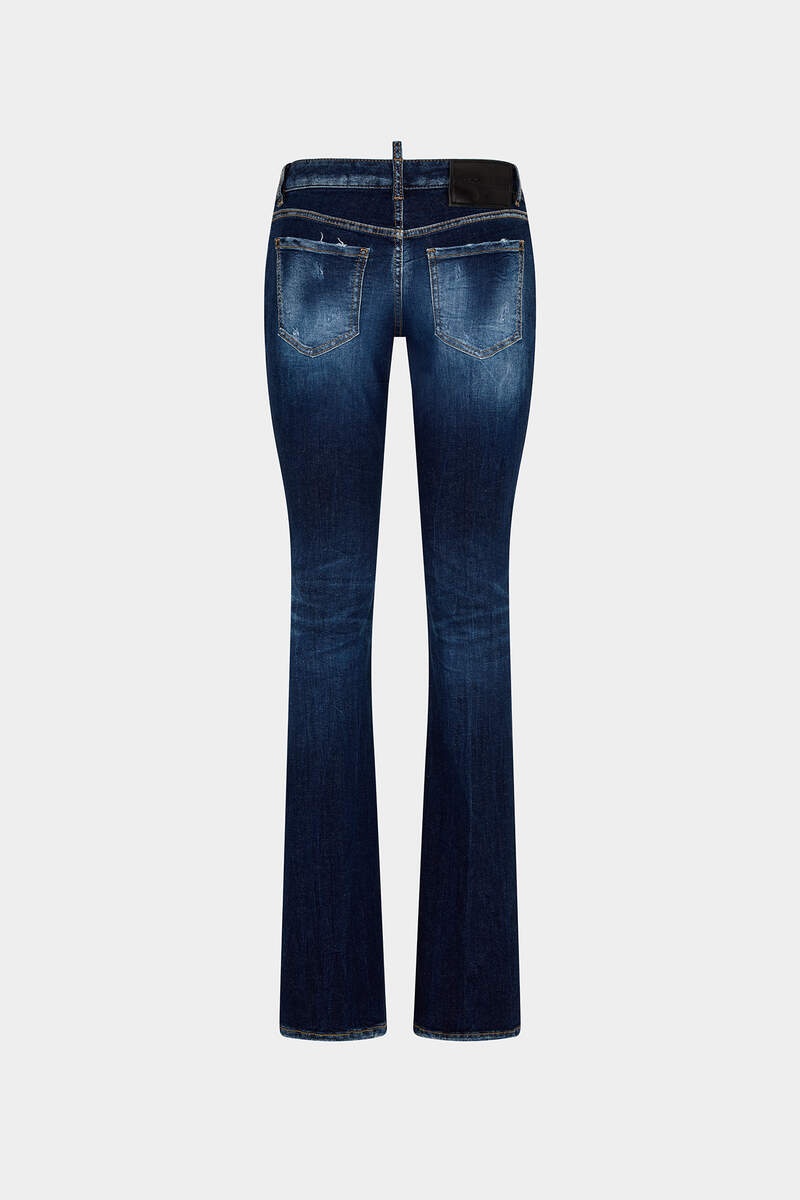 DARK CLEAN WASH MEDIUM WAIST FLARE TWIGGY JEANS - 2