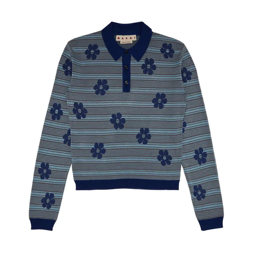 Marni Floral Striped Polo Shirt - 5