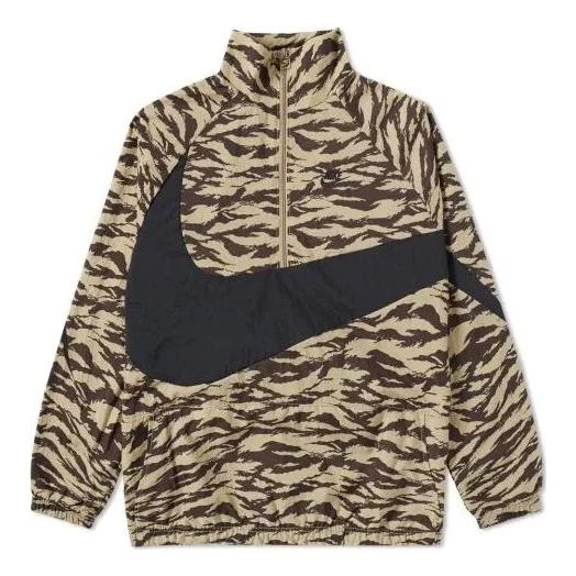 Nike AOP Swoosh Half Zip Woven Jacket 'Brown' AO0862-235 - 1