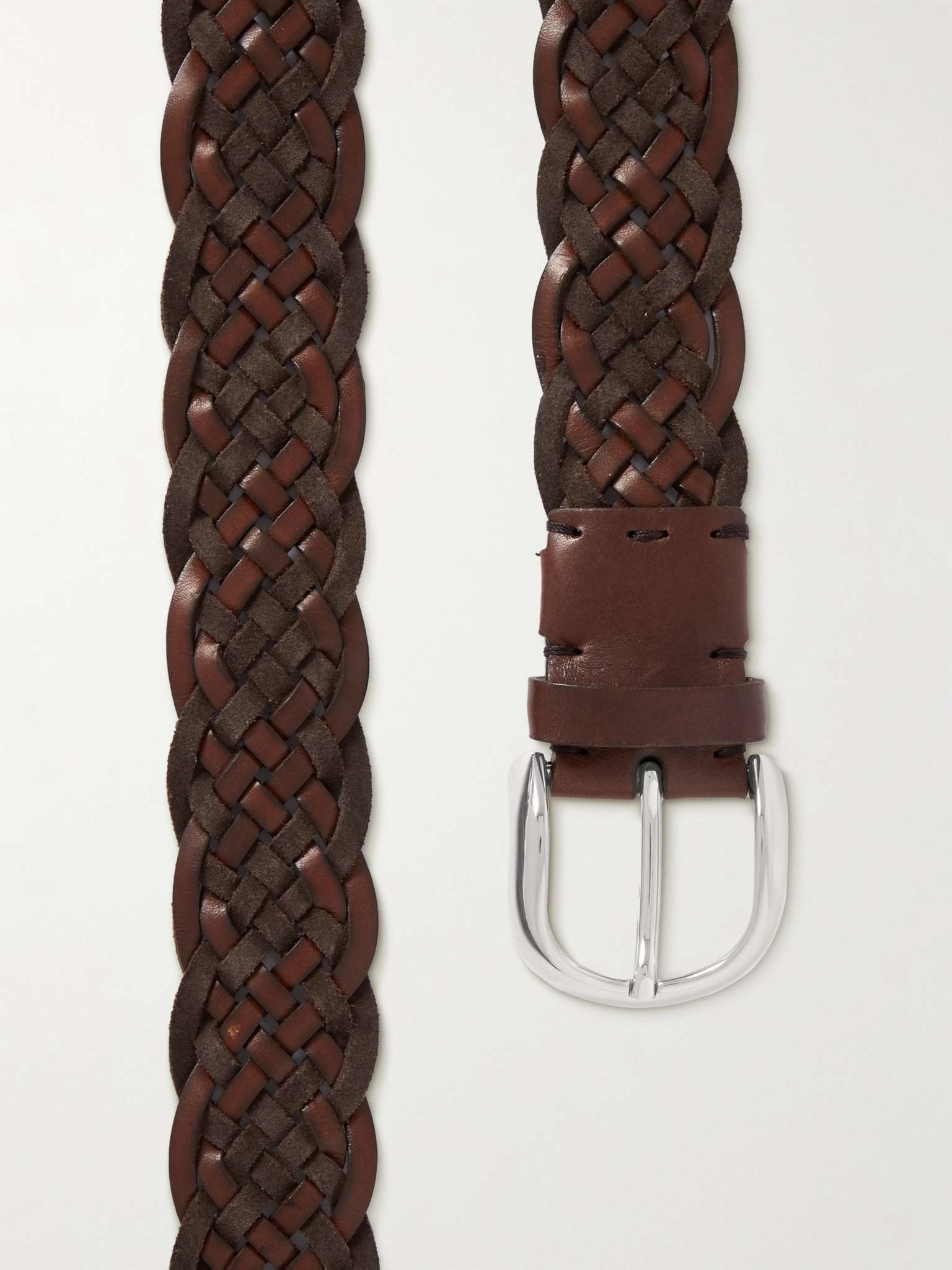 4cm Woven Leather and Suede Belt - 6