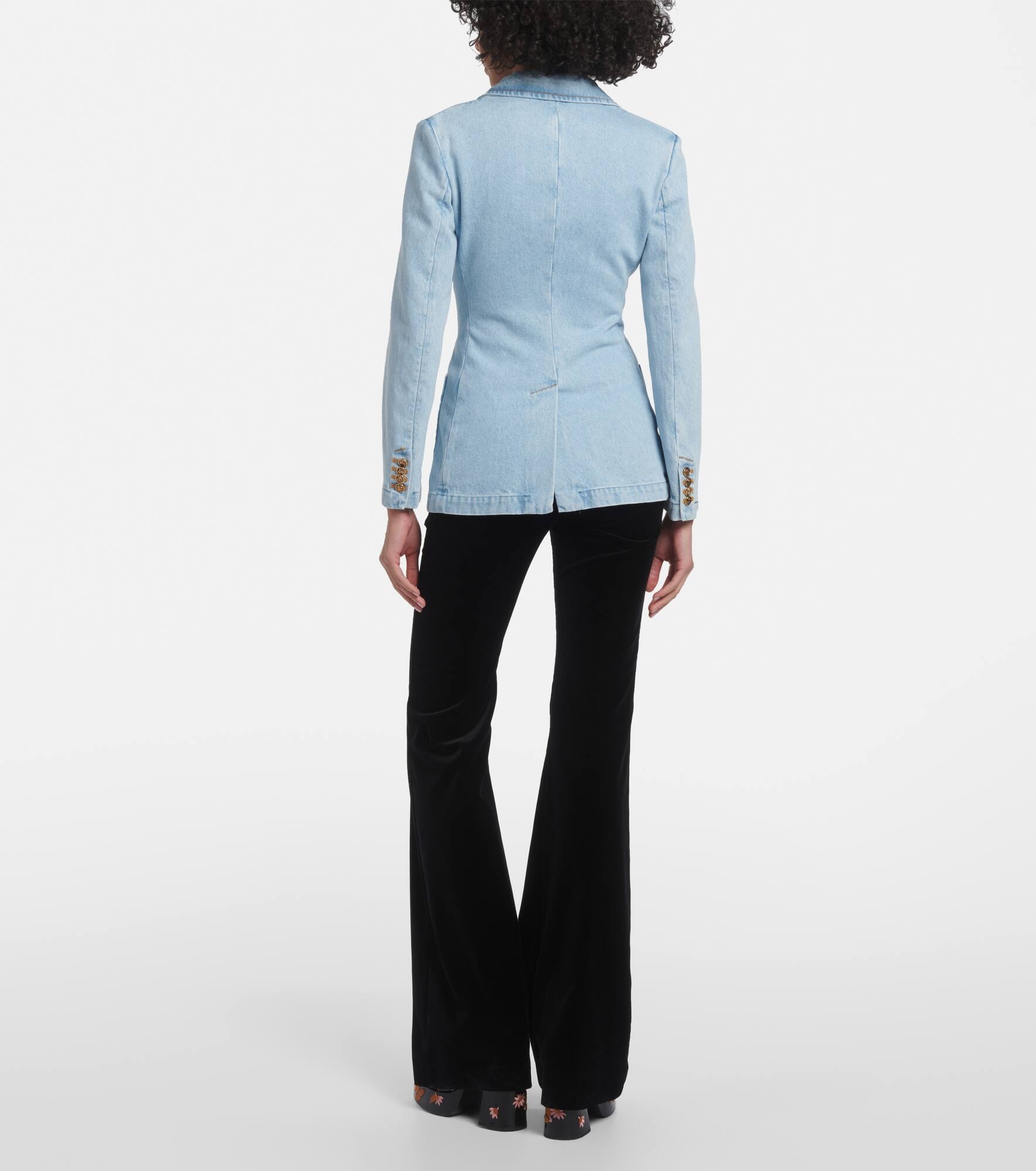 Embroidered denim blazer - 3
